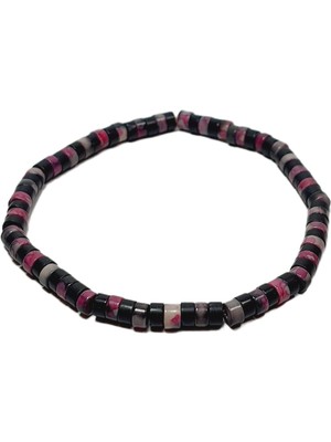 JTSS26BLK1694 Varasit Onyx Disk Doğaltaş Esnek 4 mm Janti Bileklik