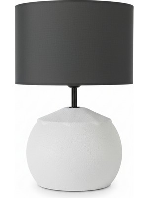 Bahar Aydınlatma Vento Taş Dokulu Açık Gri Gövde Antrasit Başlık Dekoratif Abajur