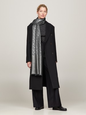 Tommy Hilfiger Kadın Gri Tommy Hilfiger Th Evenıng Monogram Kadın Gri Atkı