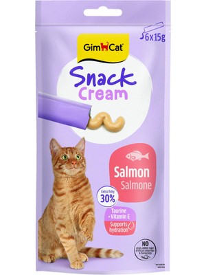 Gimcat Snack Cream 6x15 gr Somonlu Kedi Ödülü Taurin ve E Vitamini İçerir