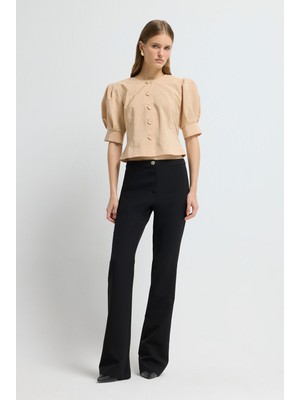 adL Ispanyol Paça Gabardin Pantolon Siyah 15345136001