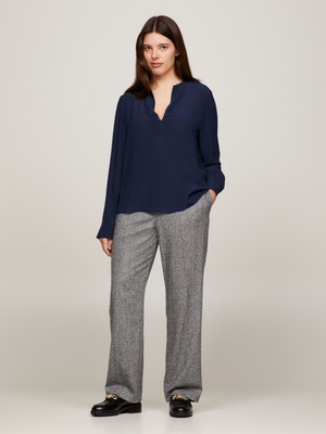 Tommy Hilfiger Kadın Siyah Tommy Hilfiger Vıscose Crepe V-Neck Kadın Siyah Gömlek