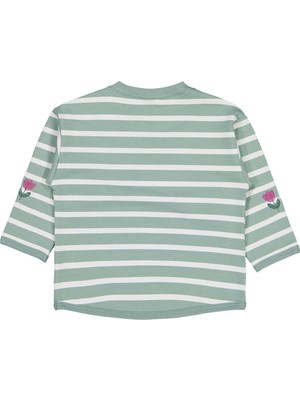 Civil Baby Çizgi Emp. Çiçek Nakışlı 6-18 Ay Sweatshirt - Yeşil 18-24 Ay