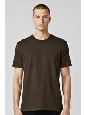 Little Cup Jeans Co Erkek Kahve Regular Fit Yumuşak Doku Basic Tişört