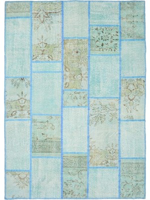 Kilim Co. Patchwork Turkuaz Renk El Dokuma Halı 154X230 cm (3.54 M²)