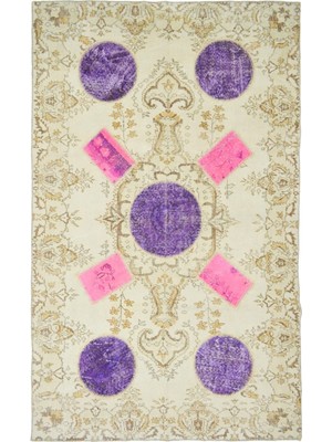Kilim Co. Patchwork Pembe, Mor & Krem Renk El Dokuma Halı 171X270 cm (4.62 M²)