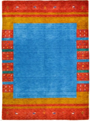 Kilim Co. Lori Kırmızı, Mavi & Hardal Renkli Modern El Dokuma Halı 170X240 cm (4.08 M²)