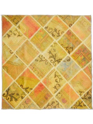 Kilim Co. Patchwork Turuncu Renk El Dokuma Kare Halı 136X136 cm (1.85 M²)