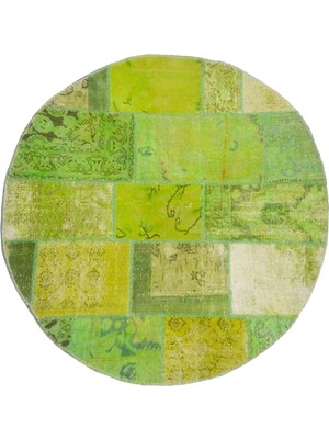 Kilim Co. Patchwork Çimen Yeşili El Dokuma Yuvarlak Halı 160X160 cm (2.56 M²)