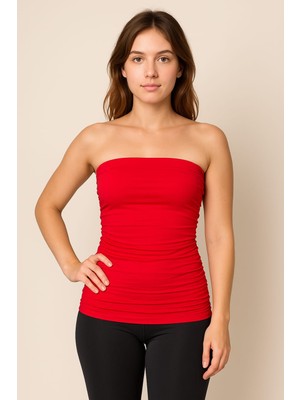 Merlot Straplez Örme Basic Kadın Atlet