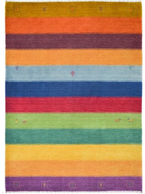 Kilim Co. Lori Çizgili Gökkuşağı Renk Modern El Dokuma Halı 169X242 cm (4.09 M²)