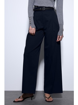 Antioch Lacivert Geniş Paça Kadın Pantolon