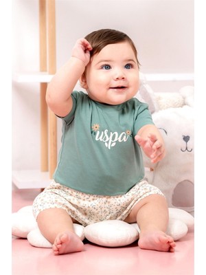 U.s. Polo Assn. Kız Bebek Tişört Şort Takım Yeşil USB2982