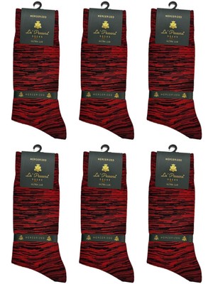 La Pescara La'pescara Ultra Lüks 6'lı Zebra Kırmızı Merserize Erkek Çorap CRP410