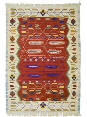 Kilim Co. Lale ve Buğday Başağı Motifli El Dokuma Uşak Kilim 110X168 cm (1.85 M²)
