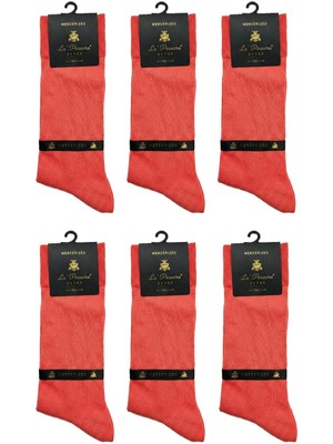 La Pescara La'pescara Ultra Lüks 6'lı Düz Nar Çiçeği Merserize Erkek Çorap CRP401