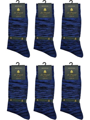La Pescara La'pescara Ultra Lüks 6'lı Zebra Mavi Merserize Erkek Çorap CRP413