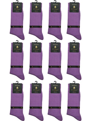 La Pescara La'pescara Ultra Lüks 12'li Düz Mor Merserize Erkek Çorap CRP406