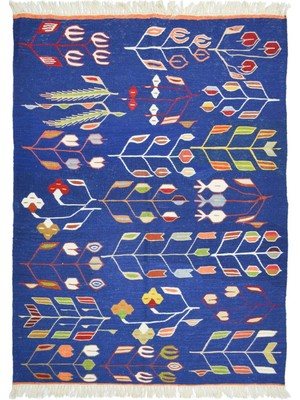 Kilim Co. Lale ve Buğday Başağı Motifli El Dokuma Uşak Kilim 122X172 cm (2.10 M²)