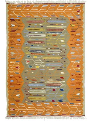 Kilim Co. Lale ve Buğday Başağı Motifli El Dokuma Uşak Kilim 110X170 cm (1.87 M²)