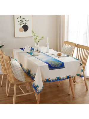 Golden Laurel Ramazan Ayına Özel, İftarlık Leke Tutmaz, Dertsiz Masa Örtüsü (150x220) - V1 Mavi