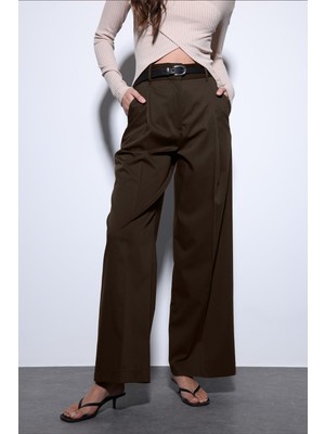 Antioch Açık Kahve Geniş Paça Kadın Pantolon