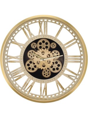 Galaxy CRK-843-CA Premium Serisi Metal Görünümlü 50 cm Çarklı Duvar Saati Gold-Bej