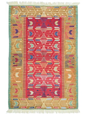 Kilim Co. Lale ve Buğday Başağı Motifli El Dokuma Uşak Kilim 113X174 cm (1.97 M²)