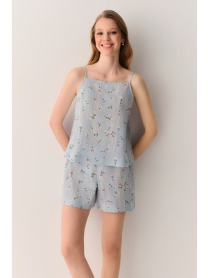 Suwen Pretty Pamuklu Atlet Şort Pijama Takımı