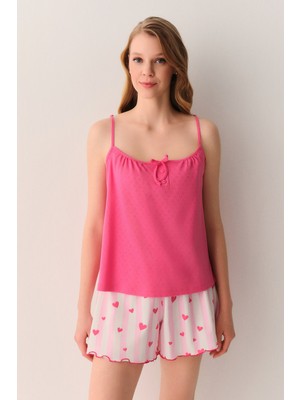 Suwen Cherry Pamuklu Atlet Şort Pijama Takımı