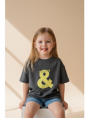 Monila Kız Çocuk Pamuklu Bisiklet Yaka Baskılı T-Shirt