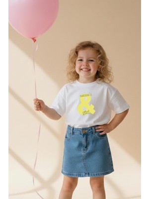 Monila Kız Çocuk Pamuklu Bisiklet Yaka Baskılı T-Shirt