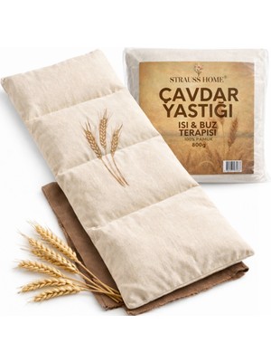 Strauss Doğal Çavdar Yastığı 800 G | %100 Pamuk Kılıf | Isı ve Soğuk Terapi Için