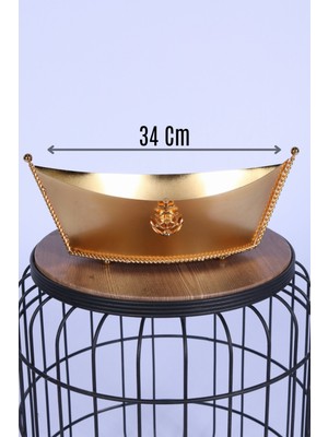 Yapay Çiçek Sitesi Metal Dekoratif Çiçeklik Sunumluk Büyük Kayık Altın