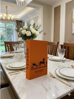 Rawliving Kumaş Kaplı Turuncu Hermes Dekoratif Kutu