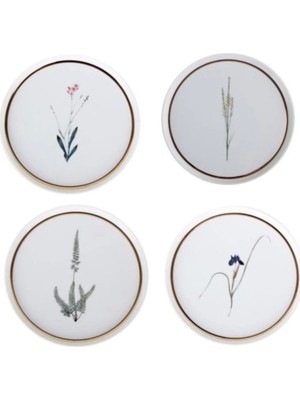 UltraMint Çiçek Desenli 21CM 4'lü Pasta Takımı Seti, Şık ve Zarif Tasarım