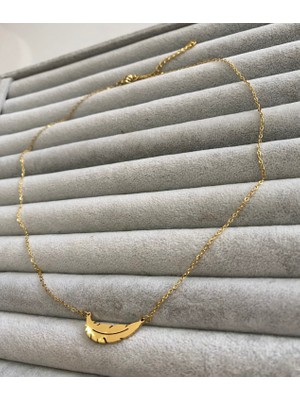 Pink Kuş Tüyü Çelik Kolye Kutulu