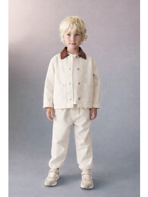 Monila Erkek Çocuk Pamuklu Ekru Ceketli 3 Parça Takım
