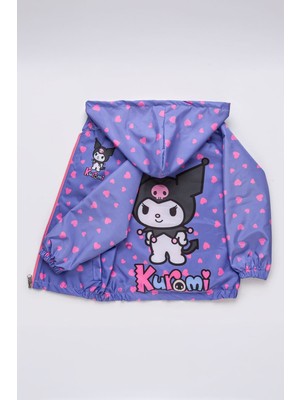 Miniğimin Cicileri Krm Kalp Baskılı  Astarlı Kız Çocuk Yağmurluk - Mor