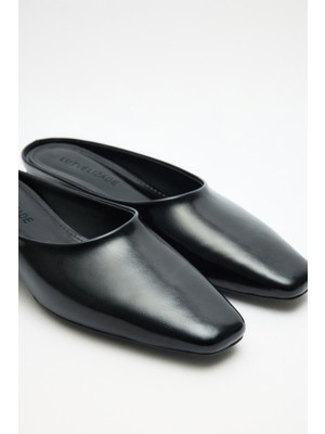 Lutvelizade Topuklu 2613 - Deri Görünümlu Dolgu Topuk Siyah Kadın Topuklu