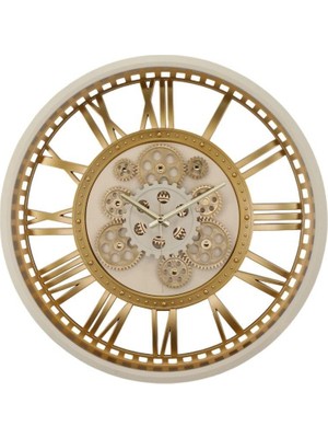 Galaxy CRK-843-CA Premium Serisi Metal Görünümlü 50 cm Çarklı Duvar Saati Gold-Krem