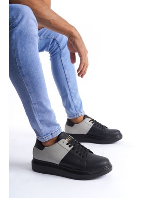 Zapatos SLW151 Boost Bağcıklı Cilt Süet Erkek Günlük Sneaker Ayakkabı Csst - Siyah/gri