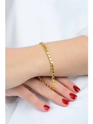 Kuyumcu Nurettin 2 gr (Gram) Pullu Halep Orta Kalın Bileklik Künye 14 Ayar Altın