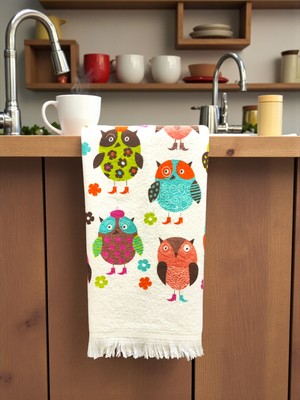 Cnr Garden Saçaklı Baskılı %100 Pamuk 40X60 cm El Yüz Mutfak Havlusu Yumuşak Desenli Su Emici Havlu