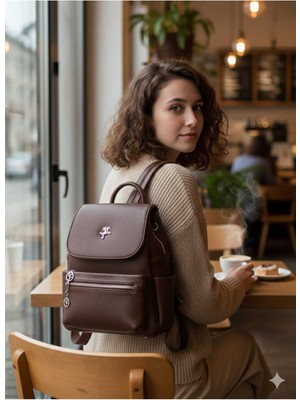 Nas Bag Nas Çanta Dona Armalı Çok Gözlü Sırt Çantası En:23 cm Boy:26 cm Dip:14 cm