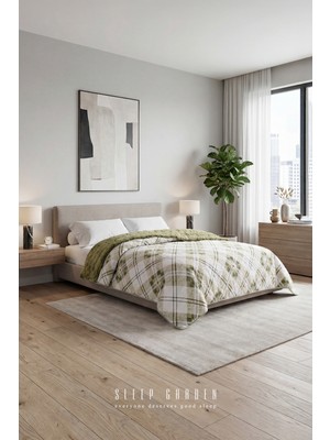 Sleep Garden Yatak Örtüsü/battaniye Yeşil Çizgili Peluş Çift Taraflı