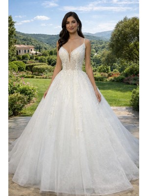 Arden Moda A Kesim Dantel Detaylı Gelinlik