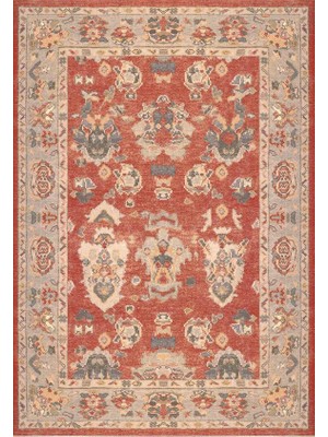 Çam Halı Anatolia 32-030 Etnik Eskitme Desenli Dokuma Tabanlı Yıkanabilir Şönil Salon ve Oda Halısı