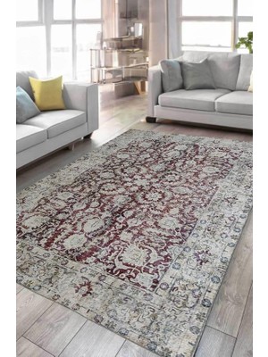 Çam Halı Anatolia 32-042 Etnik Eskitme Desenli Dokuma Tabanlı Yıkanabilir Şönil Salon ve Oda Halısı