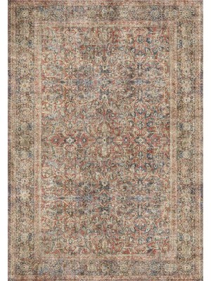 Çam Halı Anatolia 32-049 Etnik Eskitme Desenli Dokuma Tabanlı Yıkanabilir Şönil Salon ve Oda Halısı